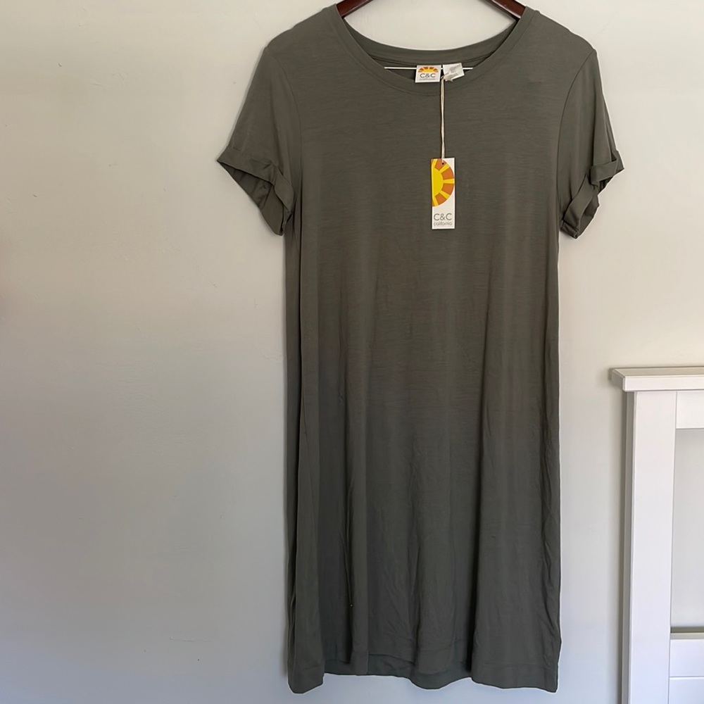 C&C California Relaxed Fit Olive T-Shirt Dress